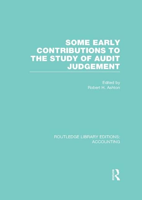 Some Early Contributions to the Study of Audit Judgment (RLE Accounting) (Routledge Library Editions: Accounting) 1st Edition 9781138982536