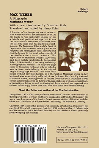 Max Weber: A Biography Reprint Edition 9780887387029 - Image 2