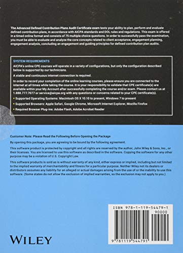 Advanced Defined Contribution Plans Audit Certificate 1st Edition 9781119544791 - Image 3