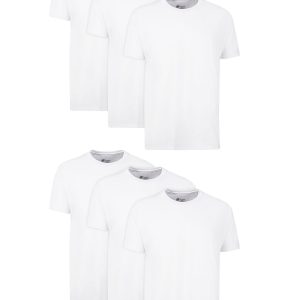 Hanes Mens Cotton, Moisture-wicking Crew Tee Undershirts, Multi-packs, White – 6 Pack, Large US