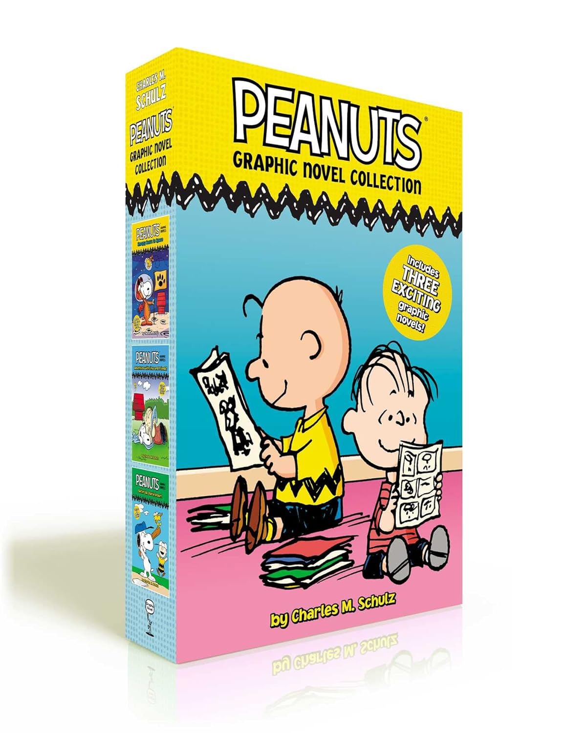 Peanuts Graphic Novel Collection (Boxed Set): Snoopy Soars to Space; Adventures with Linus and Friends!; Batter Up, Charlie Brown! Paperback – August 29, 2023 9781665940979