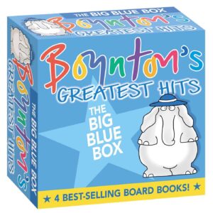 Boynton’s Greatest Hits The Big Blue Box (Boxed Set): Moo, Baa, La La La!; A to Z; Doggies; Blue Hat, Green Hat Board book – October 1, 1998 9780689823220